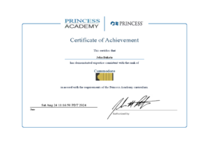Princess Commodore Certificate John Bukata